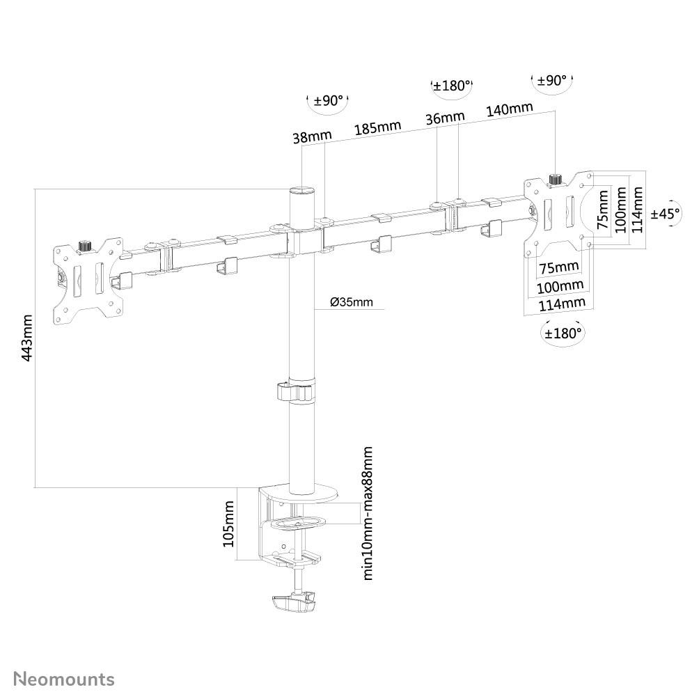 Rca Informatique - image du produit : NEWSTAR FLAT SCREEN DESK MOUNT