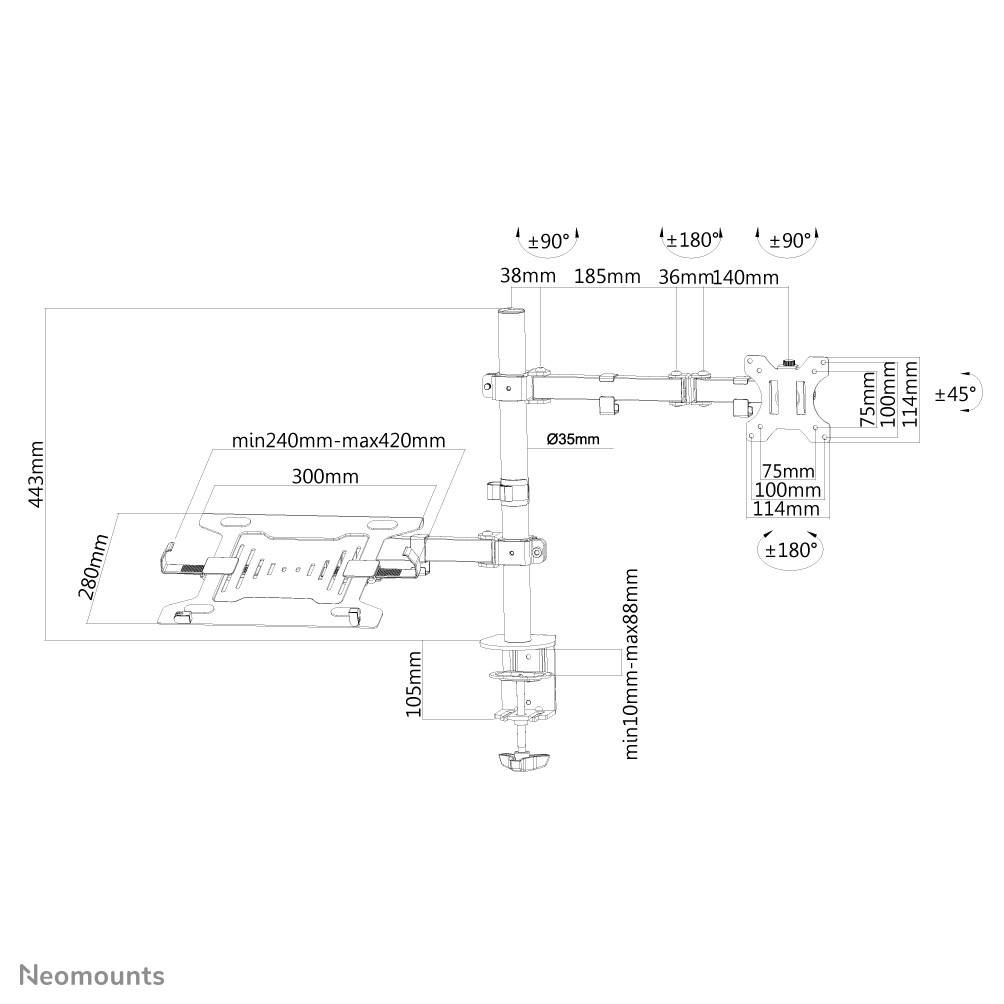 Rca Informatique - image du produit : NEWSTAR FLAT SCREEN NOTEBOOK DESK MOUNT