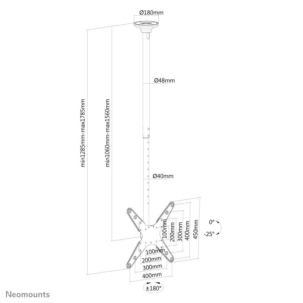 Rca Informatique - image du produit : NEWSTAR FLAT SCREEN CEILING MOUNT