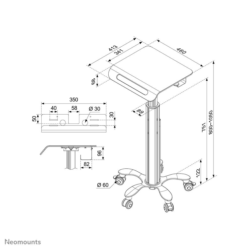 Rca Informatique - image du produit : NEWSTAR MOBILE LAPTOP CART .