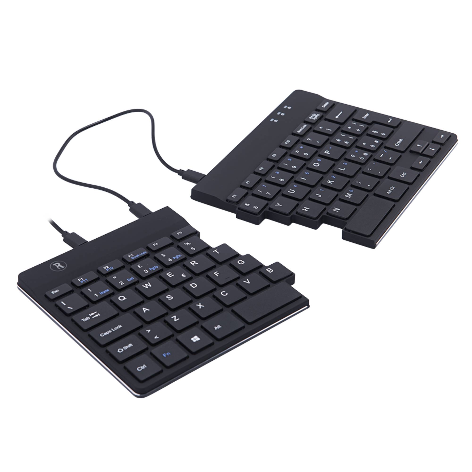 Rca Informatique - image du produit : R-GO SPLIT ERGONOMIC KEYBOARD IT LAYOUT QWERTY BLACK WIRED