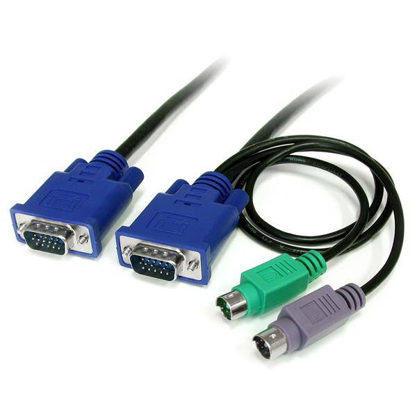 Rca Informatique - image du produit : CABLE POUR COMMUTATEUR KVM VGA AVEC PS/2 - 3-EN-1 - 1.80M