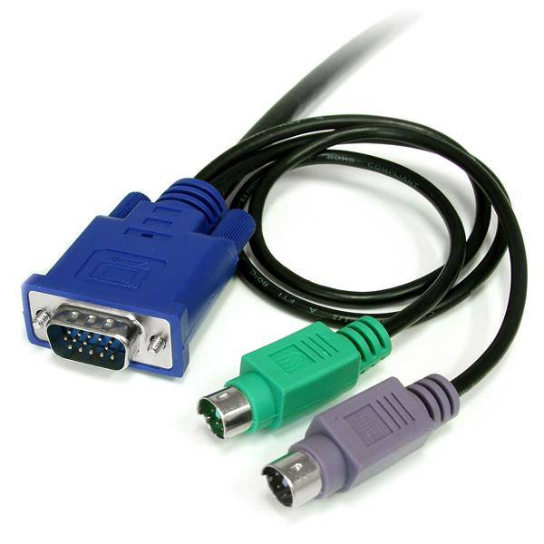 Rca Informatique - image du produit : CABLE POUR COMMUTATEUR KVM VGA AVEC PS/2 - 3-EN-1 - 1.80M