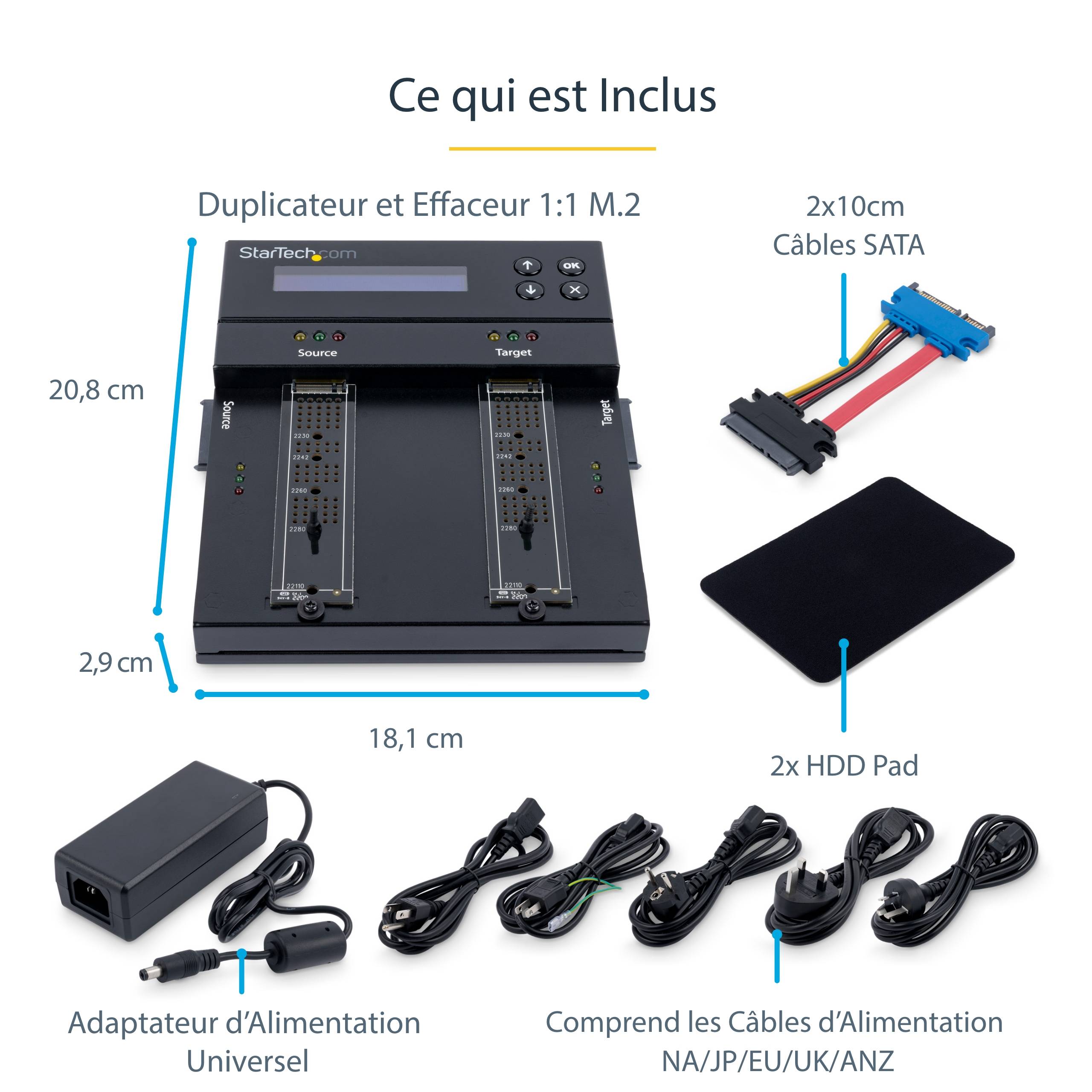 Rca Informatique - image du produit : DUPLICATEUR/NETTOYEUR DISQUES M.2 SATA AND M.2 NVME EXTERNE