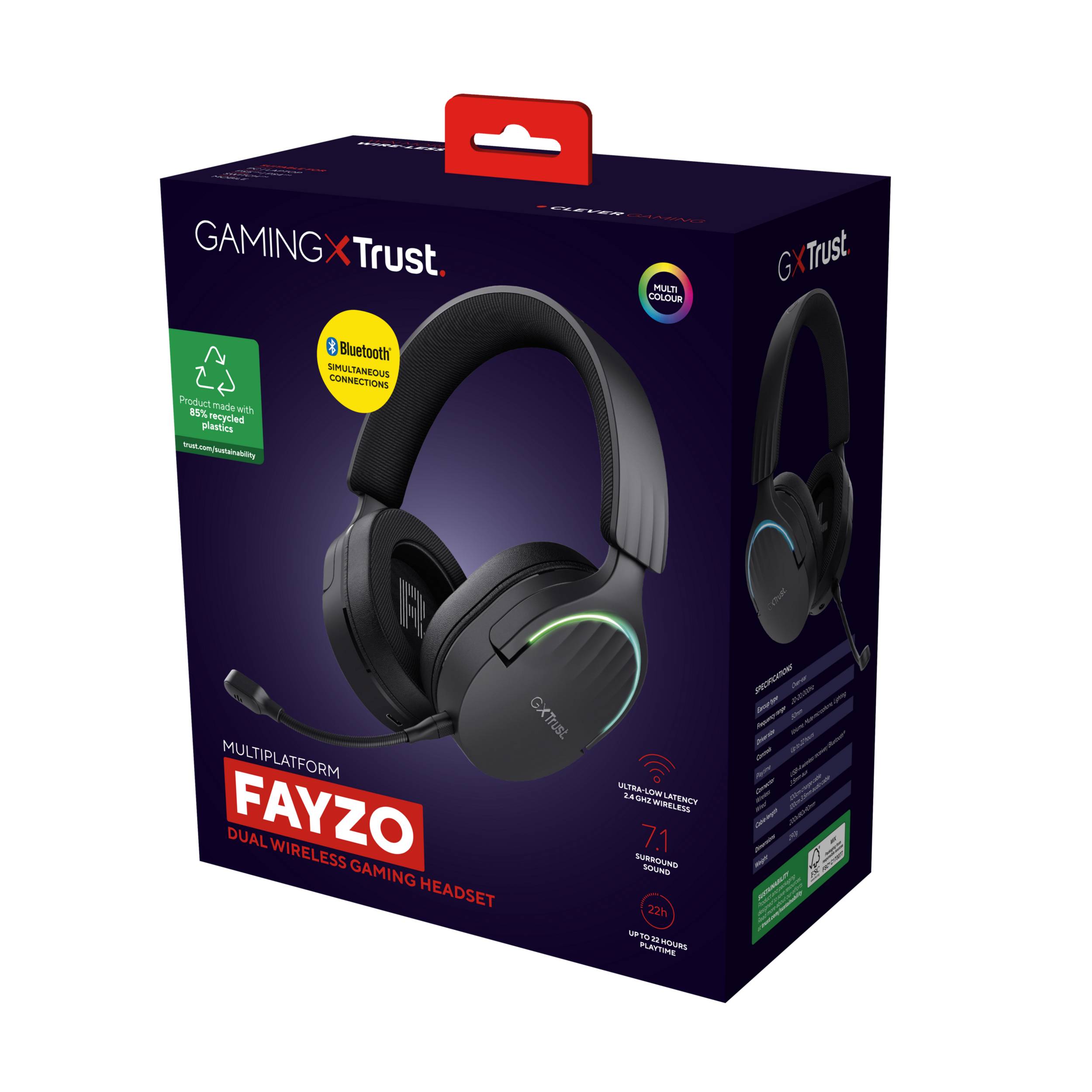 Rca Informatique - image du produit : CASQUE GAMING SANS FIL FAYZO DUAL WIRELESS - BLACK