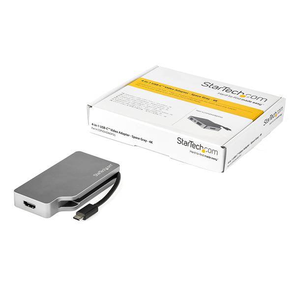 Rca Informatique - image du produit : SPACE GRAY USB-C ADAPTER - USB C TO VGA DVI HDMI OR MDP ADAPTER