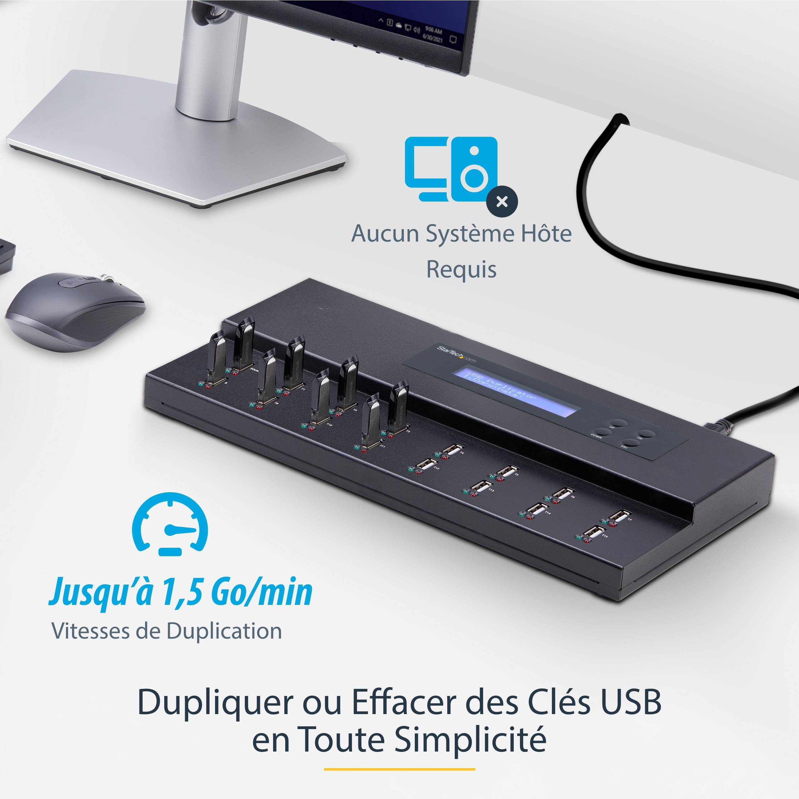 Rca Informatique - image du produit : 1:15 STANDALONE USB DUPLICATOR / ERASER -FLASH DRIVES