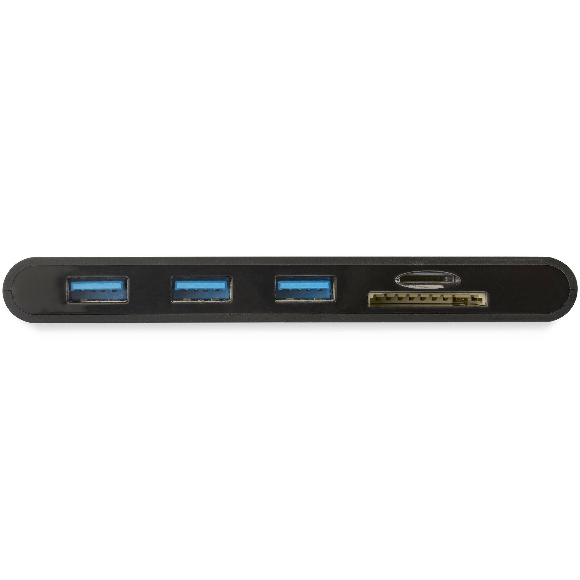 Rca Informatique - image du produit : USB C MULTIPORT ADAPT HDMI VGA 3X USB 3.0-SD- PD 3.0WRAPAROUND