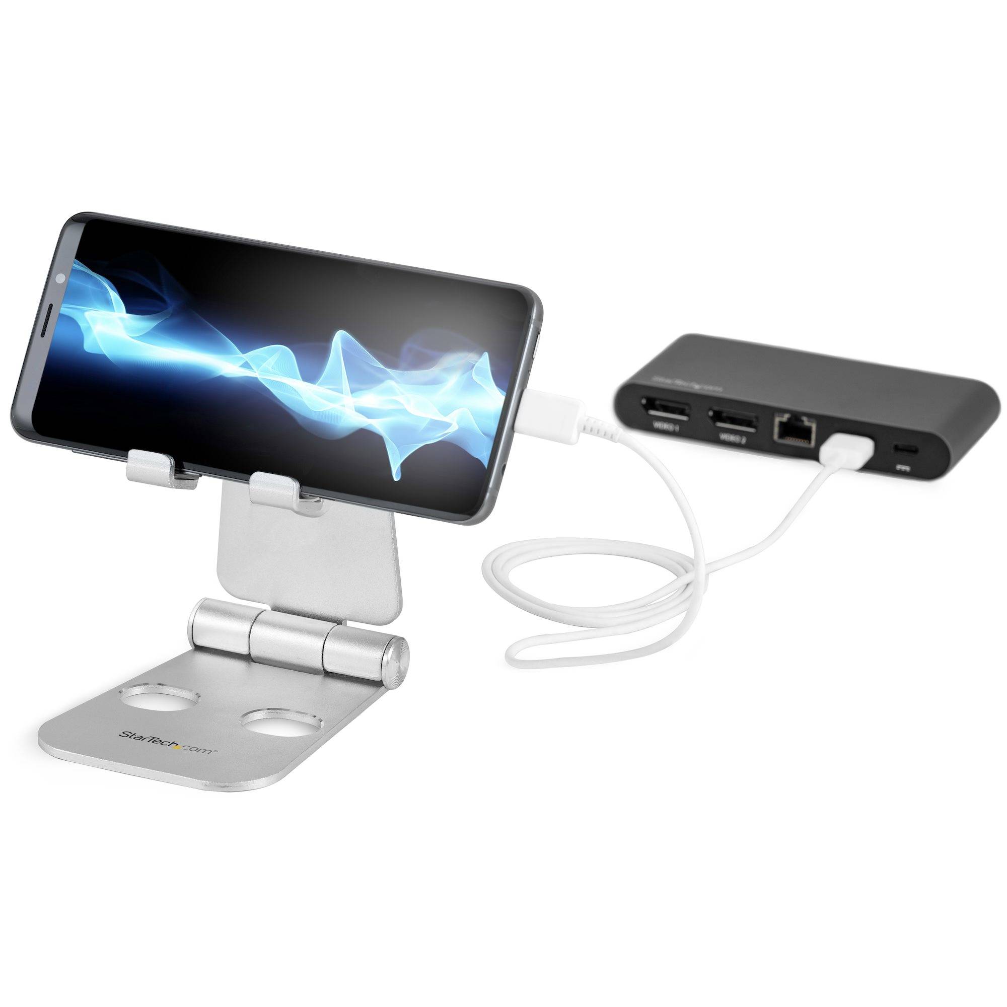 Rca Informatique - image du produit : SMARTPHONE AND TABLET STAND PORTABLE AND FOLDABLE - ALUMINUM