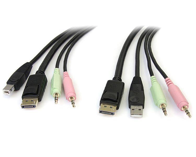 Rca Informatique - image du produit : CABLE KVM DISPLAYPORT USB - 4-EN-1 - 18M             I