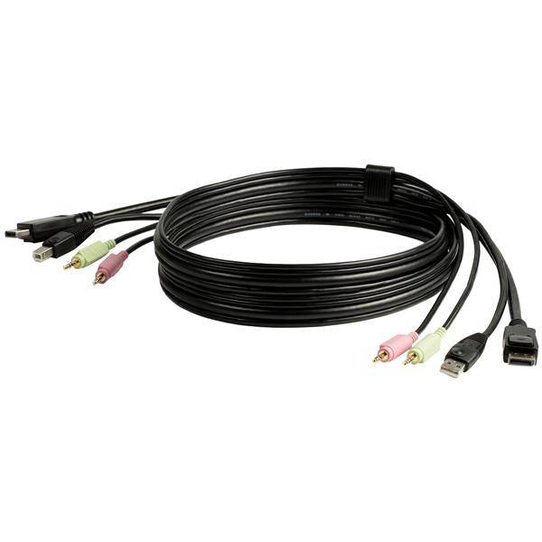 Rca Informatique - image du produit : CABLE KVM DISPLAYPORT USB - 4-EN-1 - 18M             I