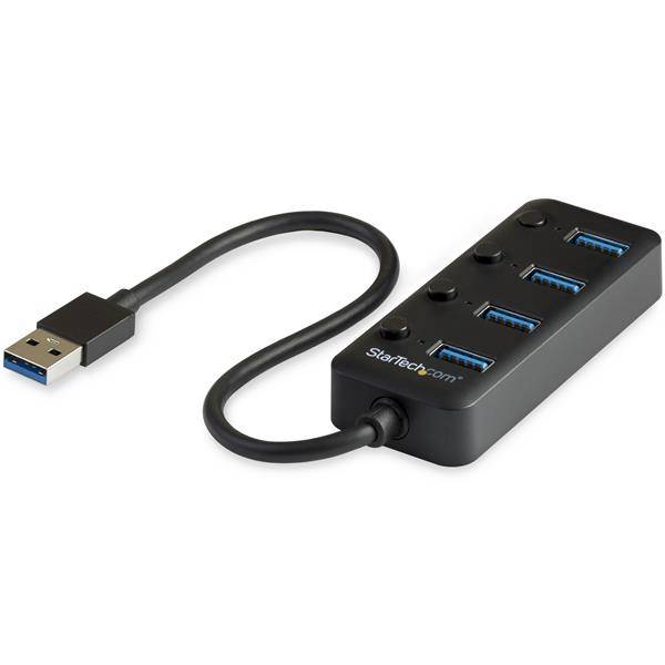Rca Informatique - image du produit : 4-PORT USB 3.0 HUB - 4X USB-A WITH INDIVIDUAL ON/OFF SWITCHES