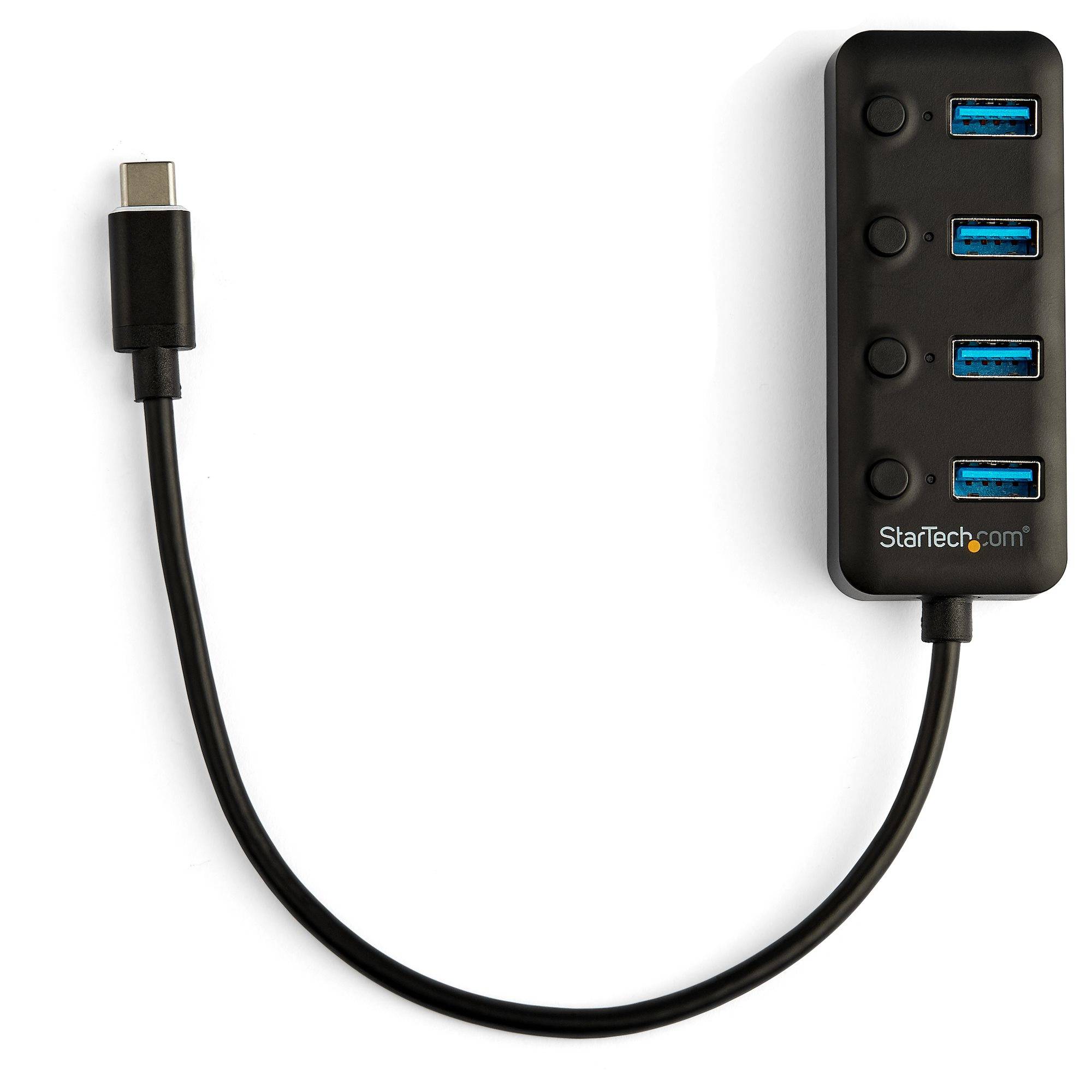 Rca Informatique - image du produit : 4-PORT USB C HUB-4X USB-A INDIVIDUAL ON/OFF SWITCHES