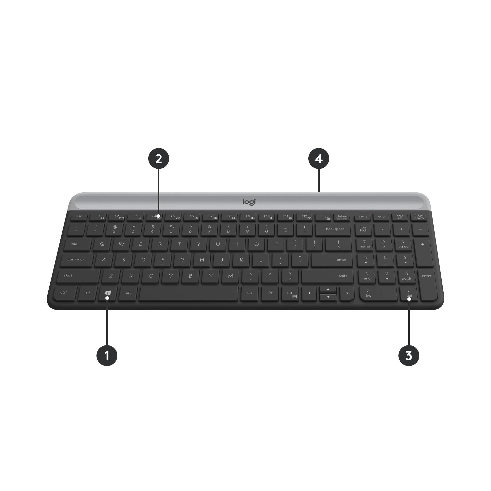 Rca Informatique - image du produit : SLIM WRLS KEYBOARD MOUSE COMBO MK470 - GRAPHITE - CH - CENTRAL