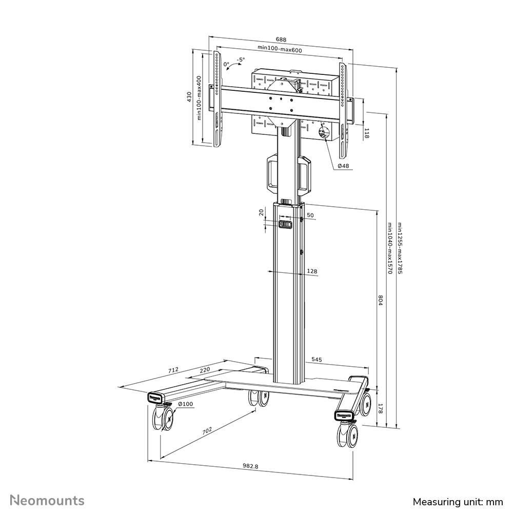 Rca Informatique - image du produit : NEOMOUNTS SELECT MOBILE DISPLAY FLOOR STAND (32-75IN) 10 CM WHEE