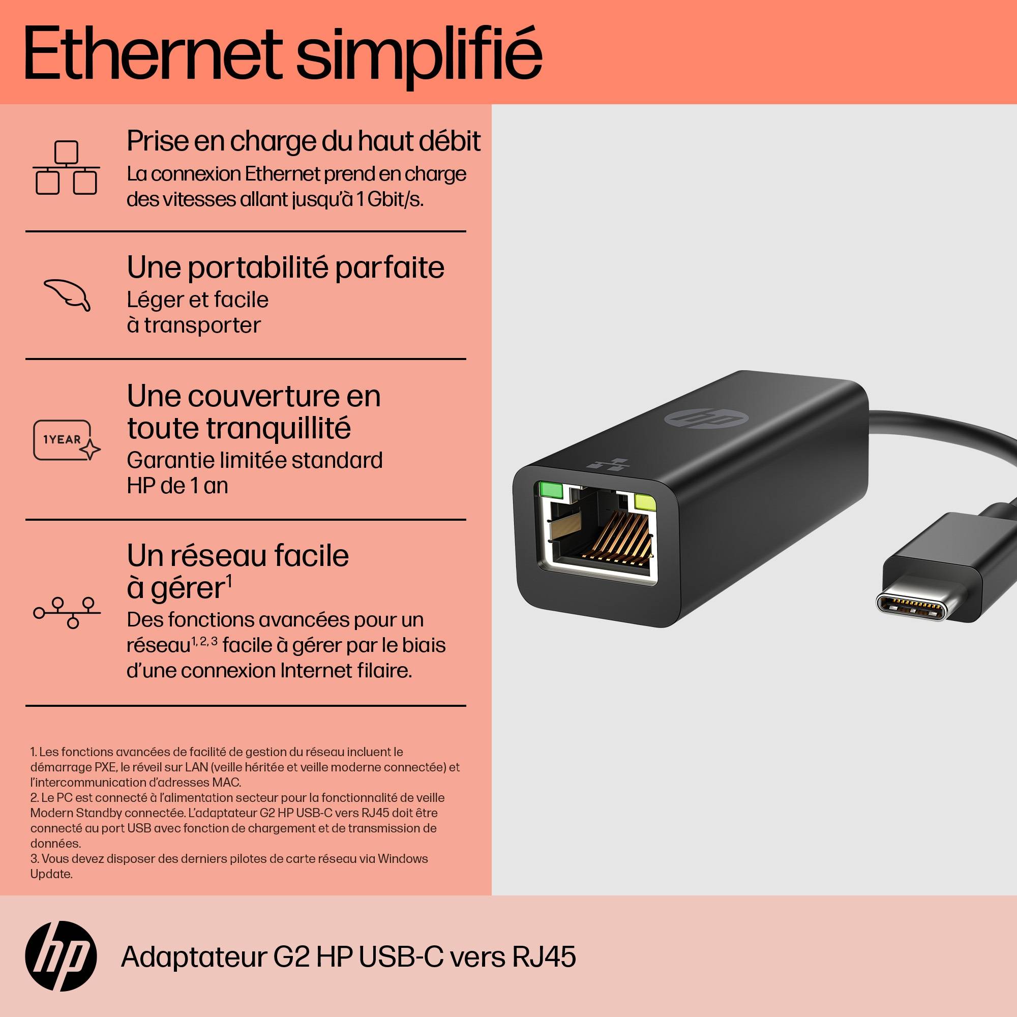 Rca Informatique - image du produit : HP USB C TO RJ45 ADAPTER G2