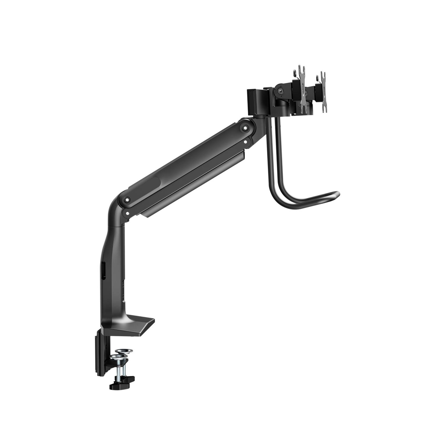 Rca Informatique - image du produit : DUAL MONITOR GAS SPRING MOUNT ERGO CROSSBAR HANDLE FULL MOTION