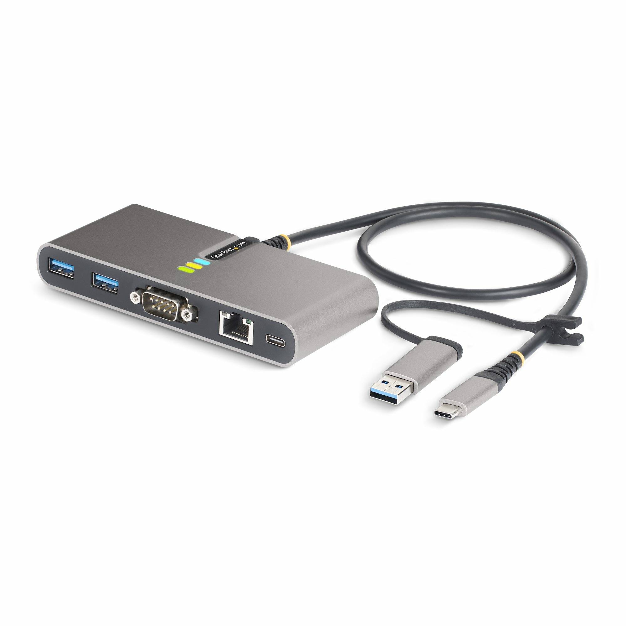 Rca Informatique - Image du produit : HUB USB-C A 2 PORTS AVEC ETHERNET ET RS-232 PD 2X USB-A