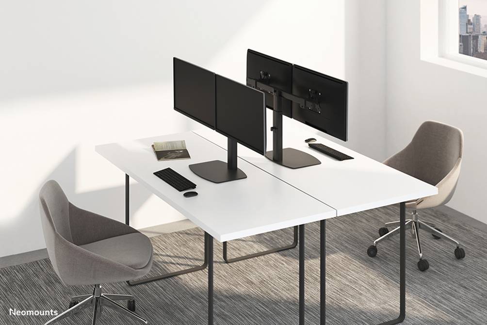 Rca Informatique - image du produit : DESK MOUNT DUAL 19-27IN BLACK STAND 75X75TO100X100