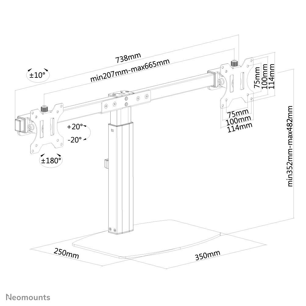 Rca Informatique - image du produit : DESK MOUNT DUAL 19-27IN BLACK STAND 75X75TO100X100