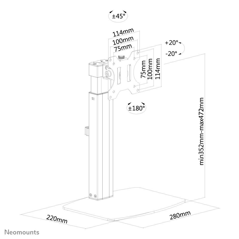 Rca Informatique - image du produit : DESK STAND 10-30IN TLT/ROT/SWI MAX7KG VESA75X75TO100X100MM