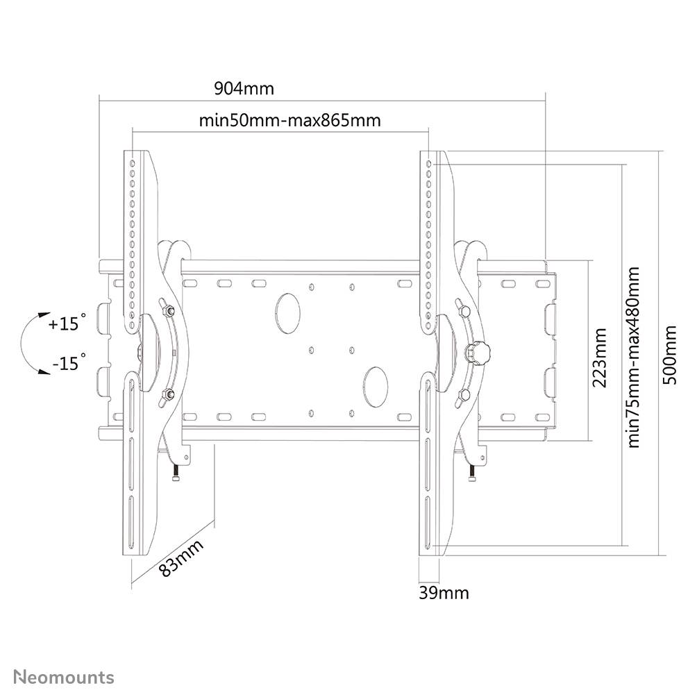 Rca Informatique - image du produit : WALL MOUNT 37-85IN TILT BLACK MAX100KG VESA 200X200TO865X480