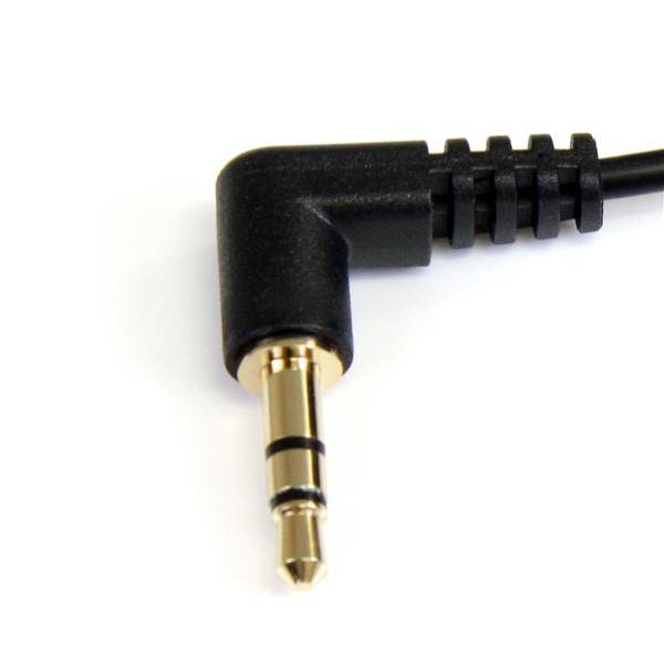 Rca Informatique - image du produit : CABLE AUDIO STEREO SLIM 35MM A ANGLE DROIT - 90CM - M/M