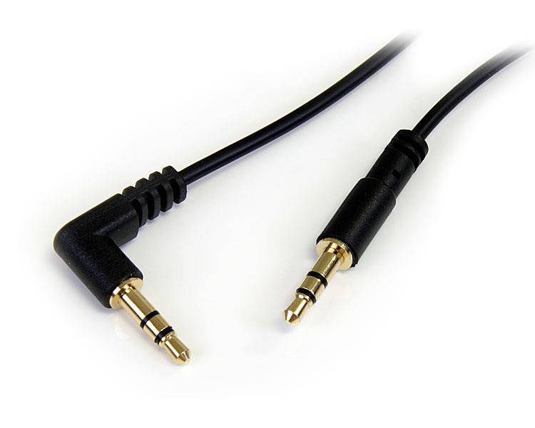 Rca Informatique - image du produit : 3 FT SLIM 3.5MM TO RIGHT ANGLE STEREO AUDIO CABLE - M/M