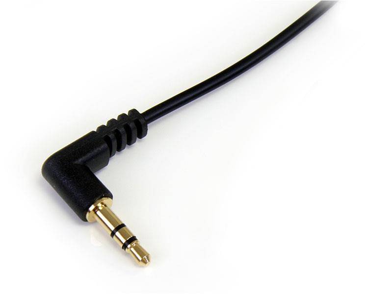 Rca Informatique - image du produit : 3 FT SLIM 3.5MM TO RIGHT ANGLE STEREO AUDIO CABLE - M/M