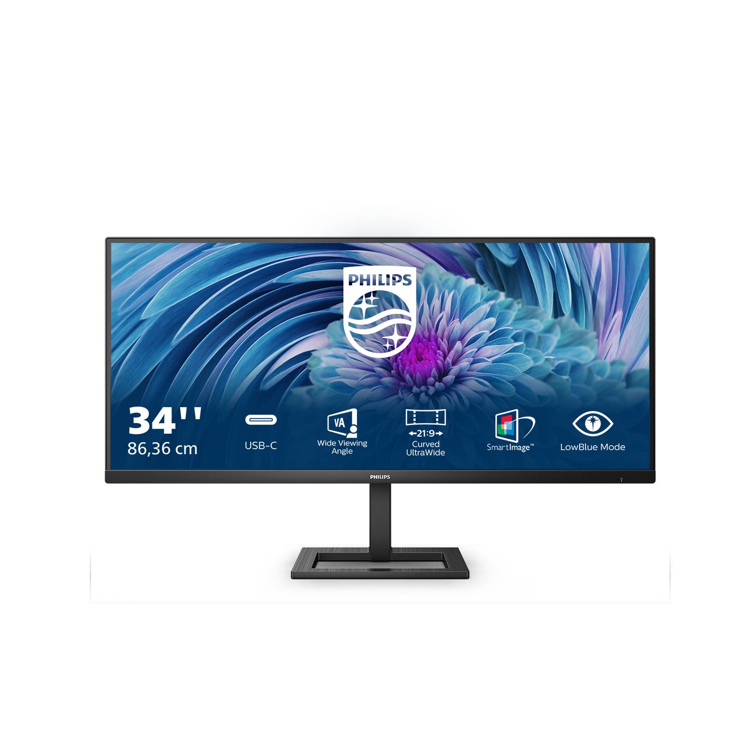 Rca Informatique - image du produit : 346E2LAE/00 34IN VA WQHD 100HZ 300CD/HDMI/DP/4USB/USB-C/HAS