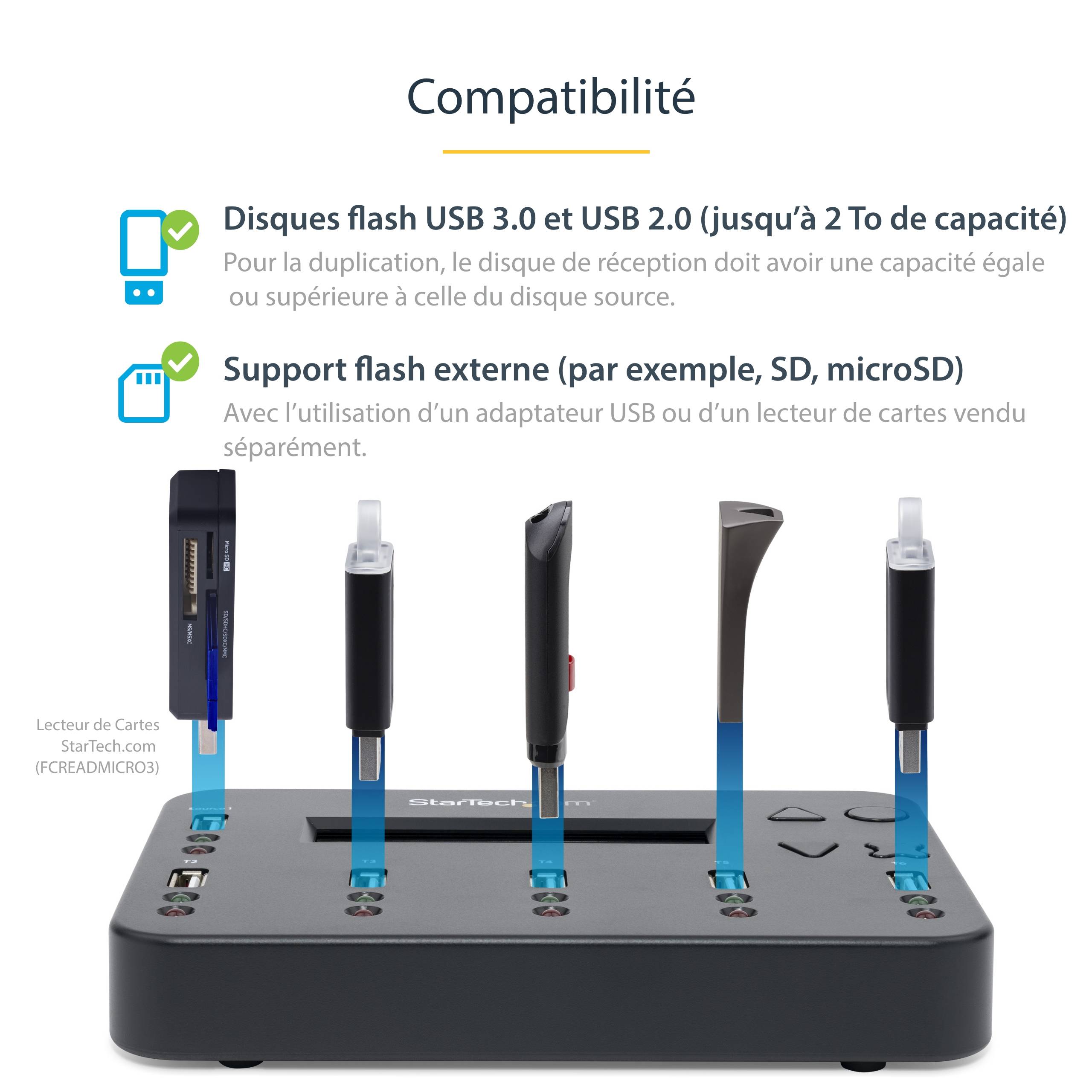 Rca Informatique - image du produit : DUPLICATEUR / COPIEUR AUTONOME DE CLES USB 1 VERS 5 / EFFACER