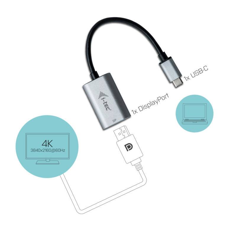 Rca Informatique - image du produit : I-TEC USB-C METAL DISPLAY PORT ADAPTER 60HZ