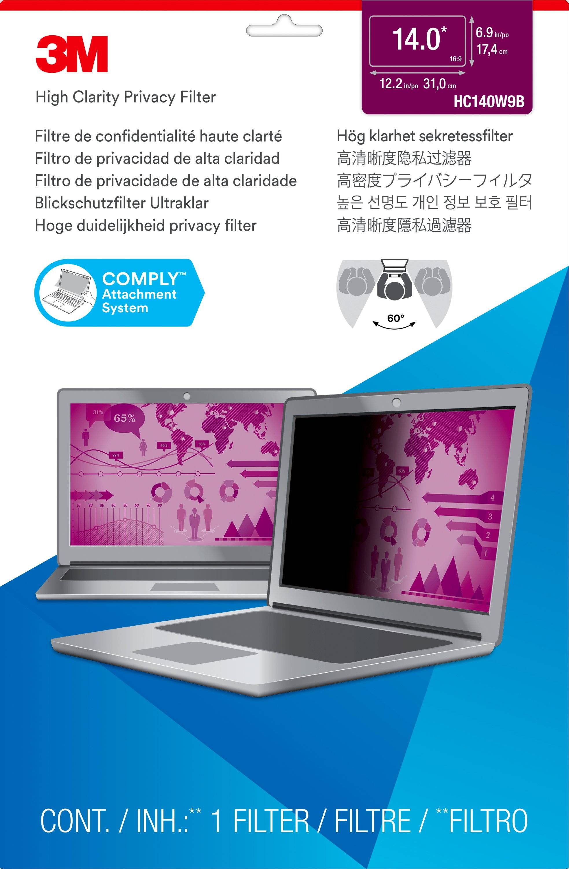 Rca Informatique - image du produit : PRIVACY FILTER FOR 14IN NOTEBOOK PC