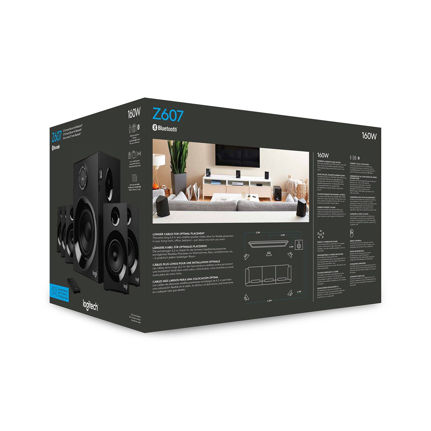 Rca Informatique - image du produit : LOGITECH Z607 5.1SURROUND SOUND WITH BLUETOOTH BLACK PLUGC EU