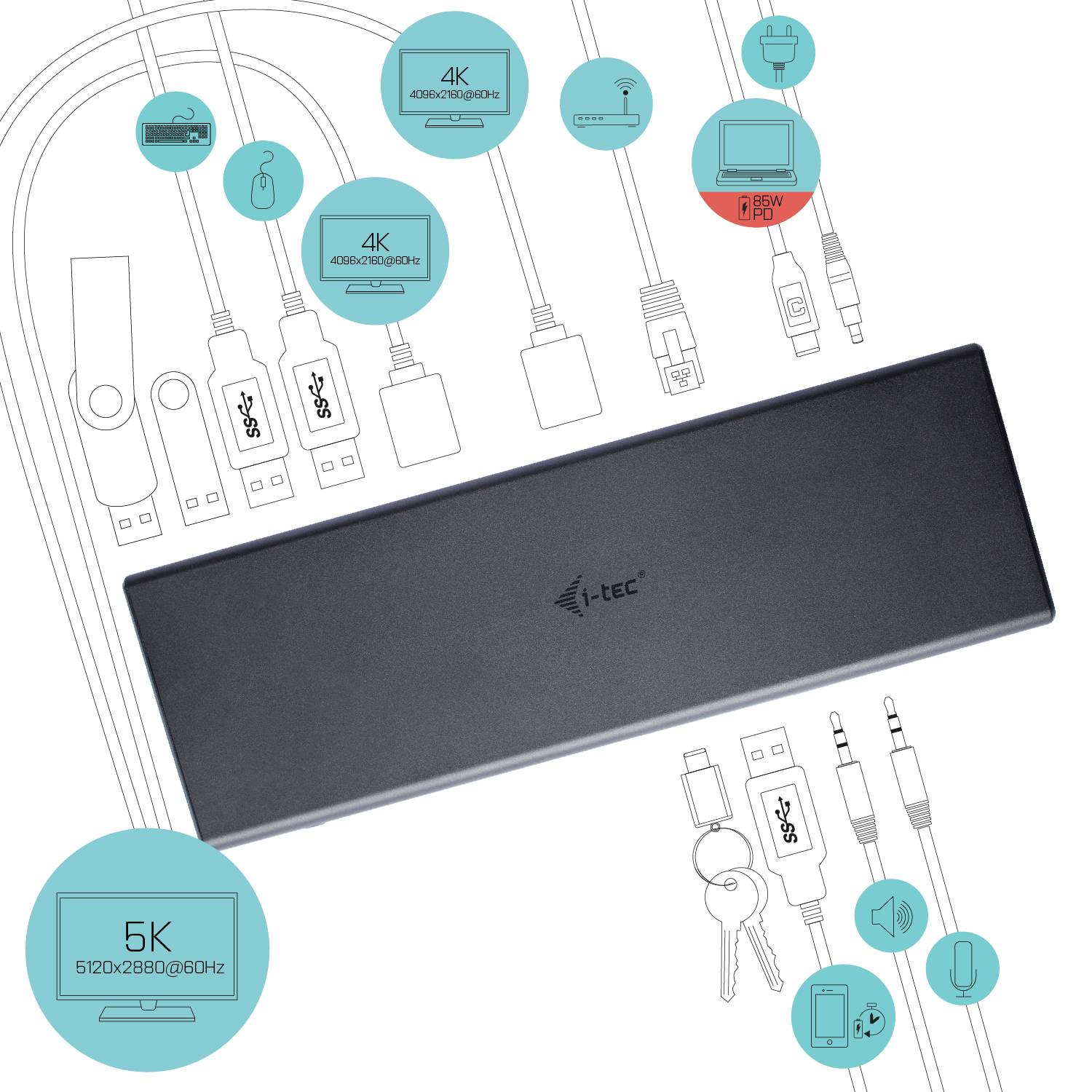 Rca Informatique - image du produit : I-TEC USB 3.0/ USB-C DUAL DOCKING STATION + POWER DELIVERY