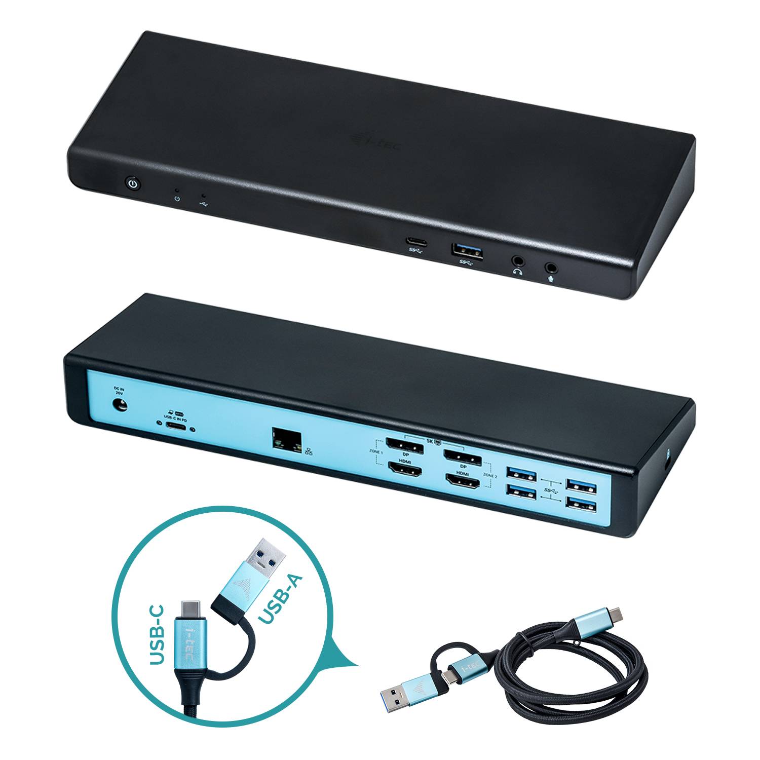 Rca Informatique - Image du produit : I-TEC USB 3.0/ USB-C DUAL DOCKING STATION + POWER DELIVERY