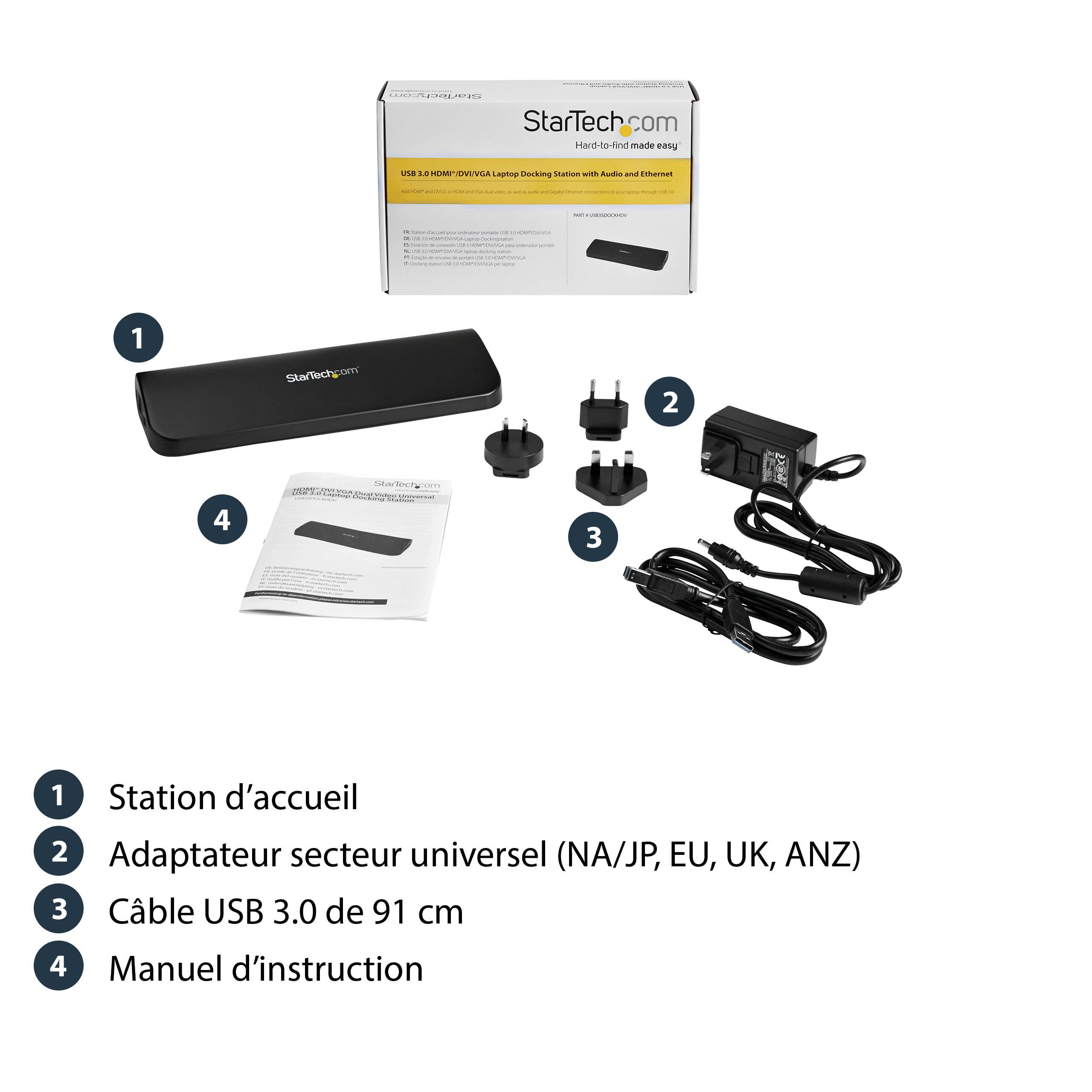 Rca Informatique - image du produit : DUAL MONITOR USB 3 ULTRABOOK DOCKING STATION PORT REPLICATOR