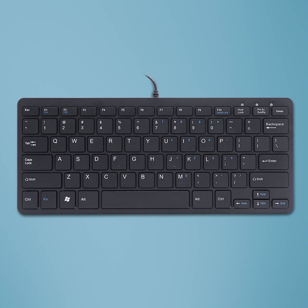 Rca Informatique - image du produit : R-GO COMPACT KEYBOARD US LAYOUT QWERTY BLK WIRED