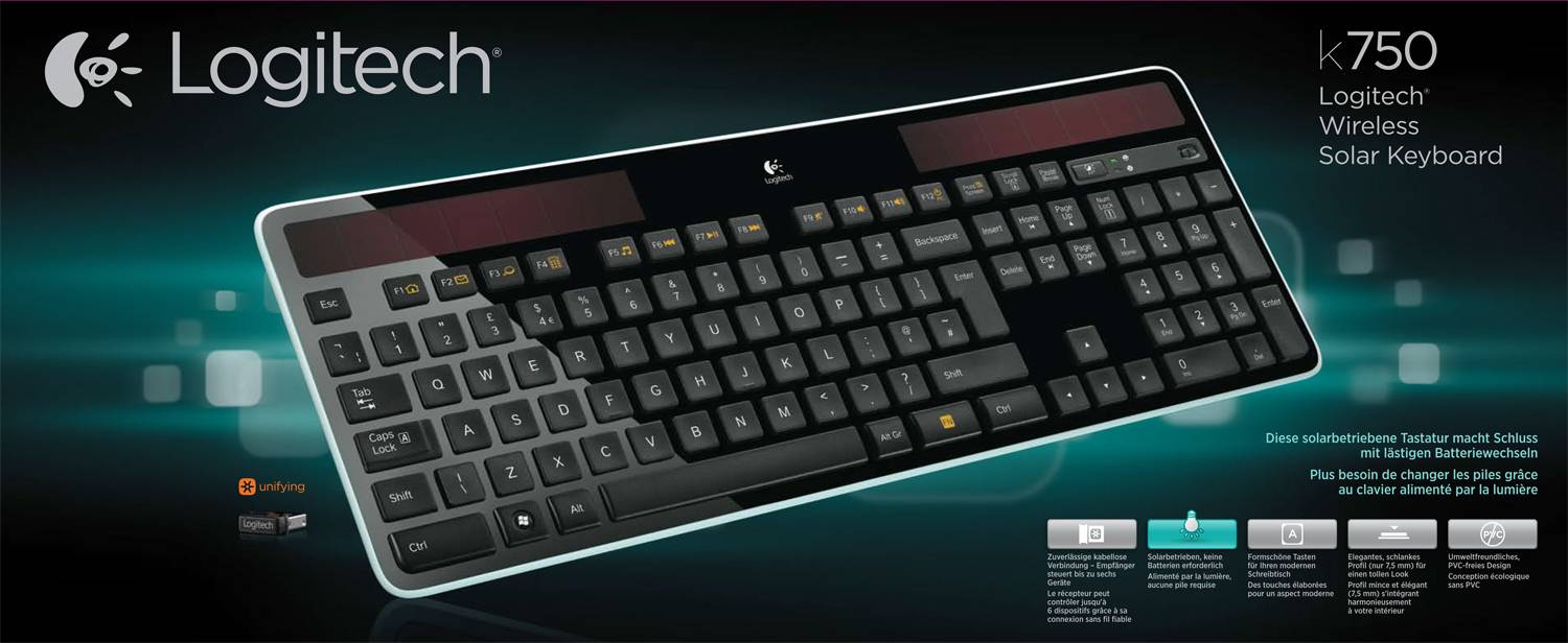 Rca Informatique - image du produit : WIRELESS KEYBOARD K750 SPANISH LAYOUT