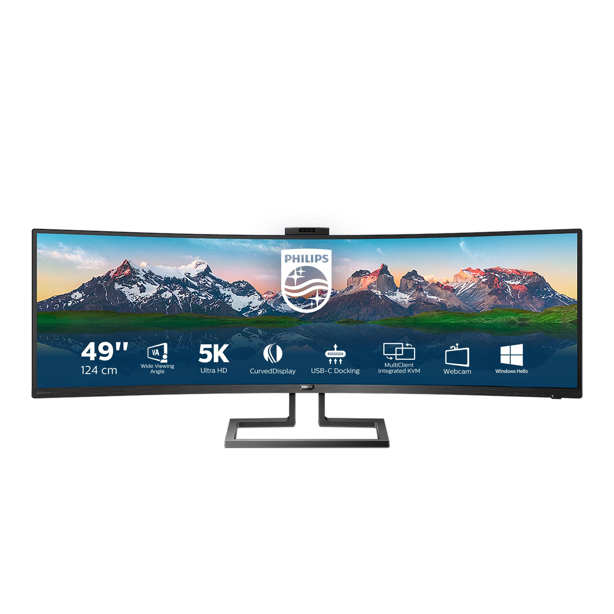 Rca Informatique - image du produit : 499P9H/00 48.8IN CURV VA 5K 450CD/2HDMI/DP/USB-C/4USB/HAS