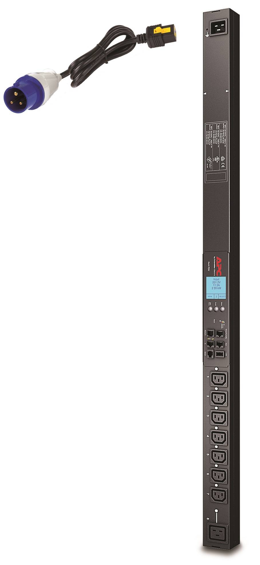 Rca Informatique - Image du produit : RACK PDU 2G SWITCHED ZEROU 16A 230V 7 C13 AND 1 C19 IEC309 CORD