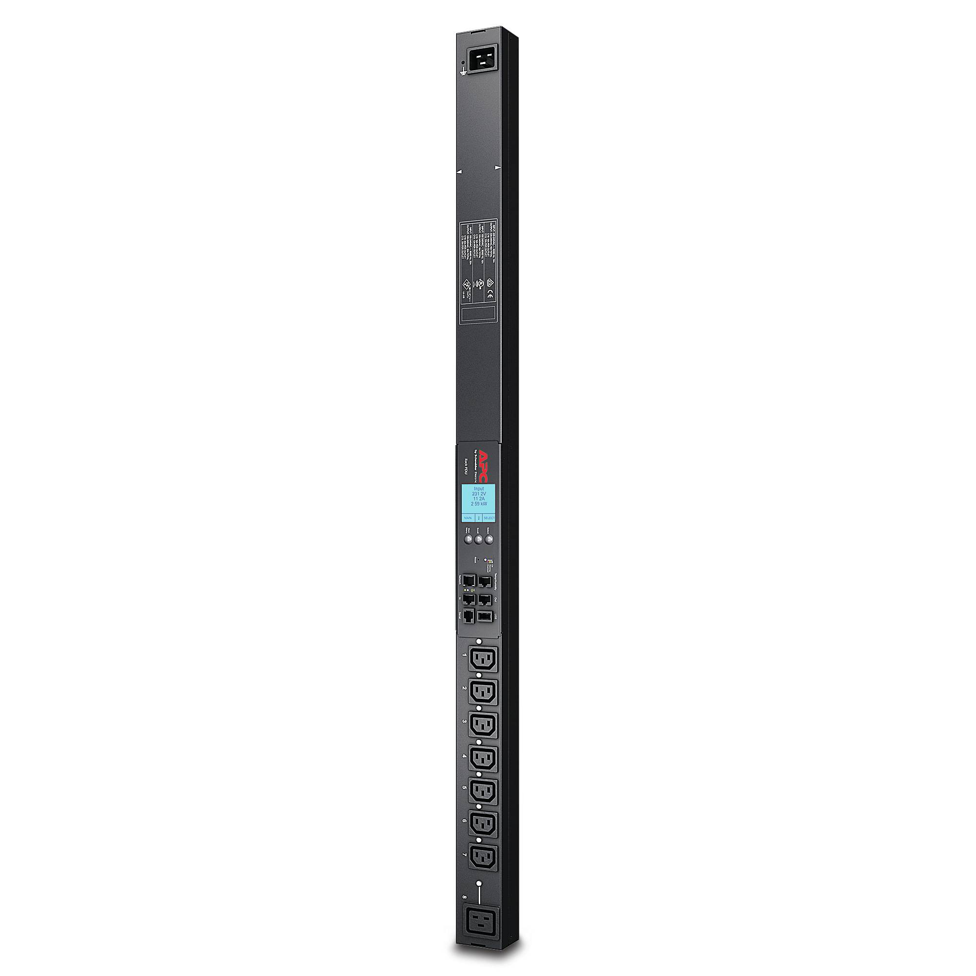 Rca Informatique - image du produit : RACK PDU 2G SWITCHED ZEROU 16A 230V 7 C13 AND 1 C19 IEC309 CORD