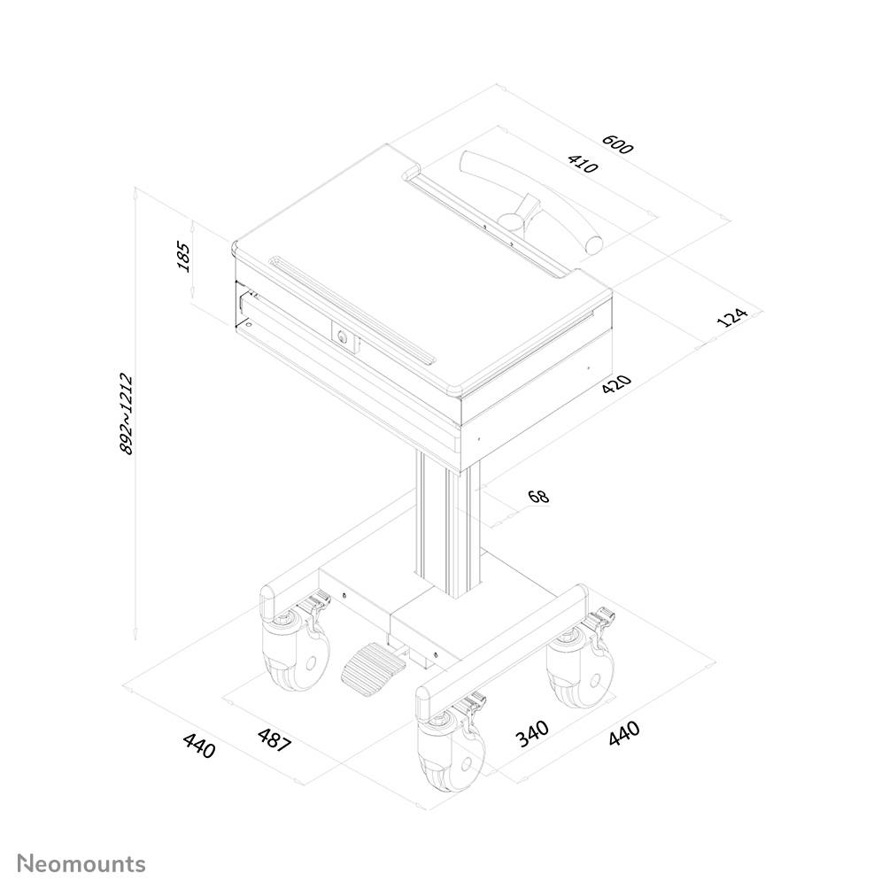 Rca Informatique - image du produit : MOBILE LAPTOP CART 10-22IN MONITOR KEYBOARD/MOUSE SUPPORT