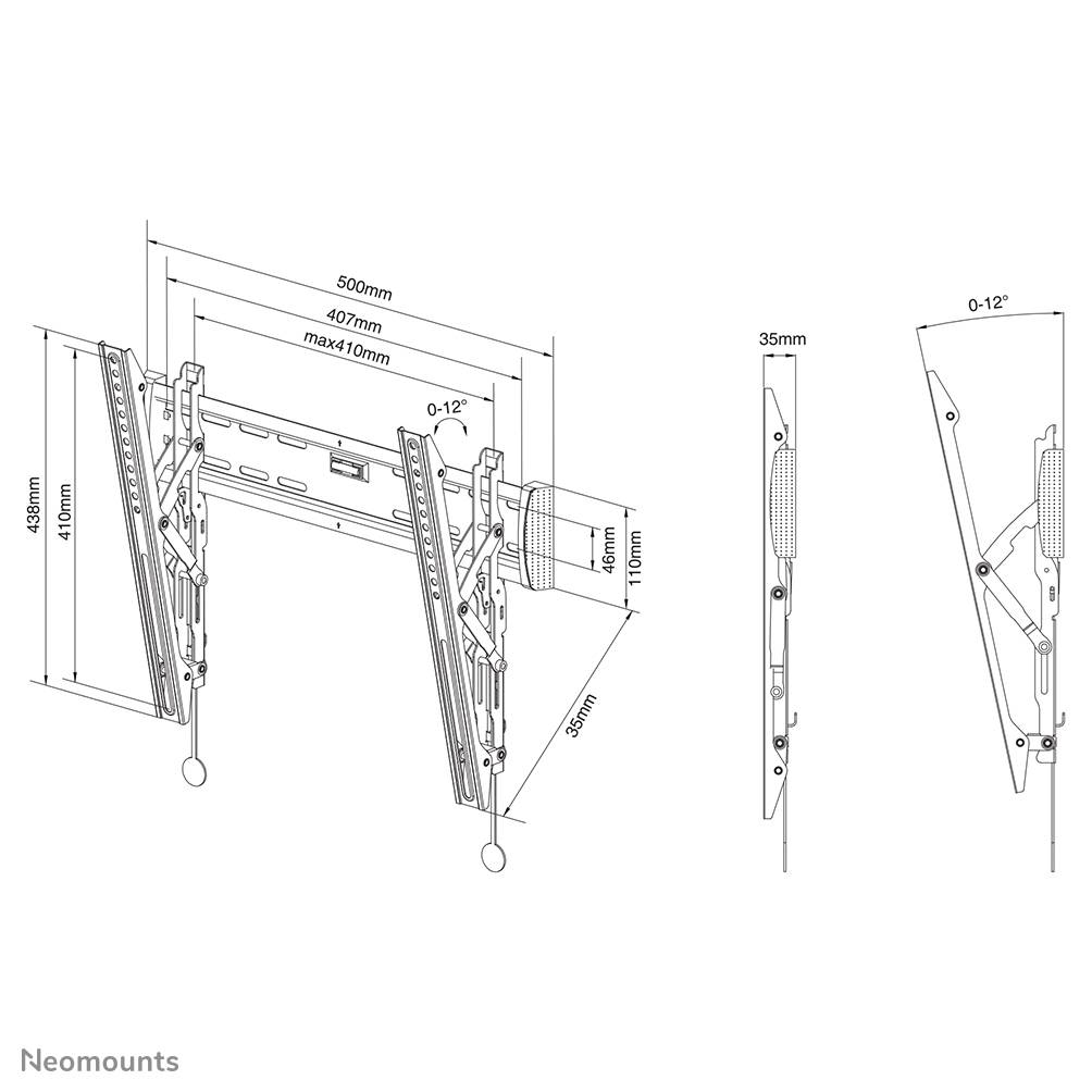 Rca Informatique - image du produit : WALL MOUNT 32-52IN TILT BLACK MAX 25KG.VESA 100X100 TO 400X400