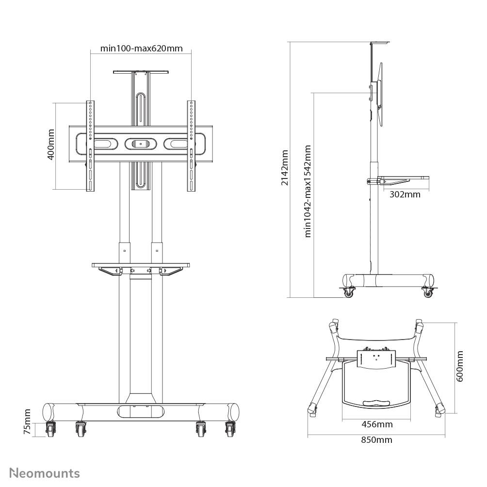 Rca Informatique - image du produit : NEOMOUNTS MOBILE FLAT SCREEN FLOOR STAND 32-75IN