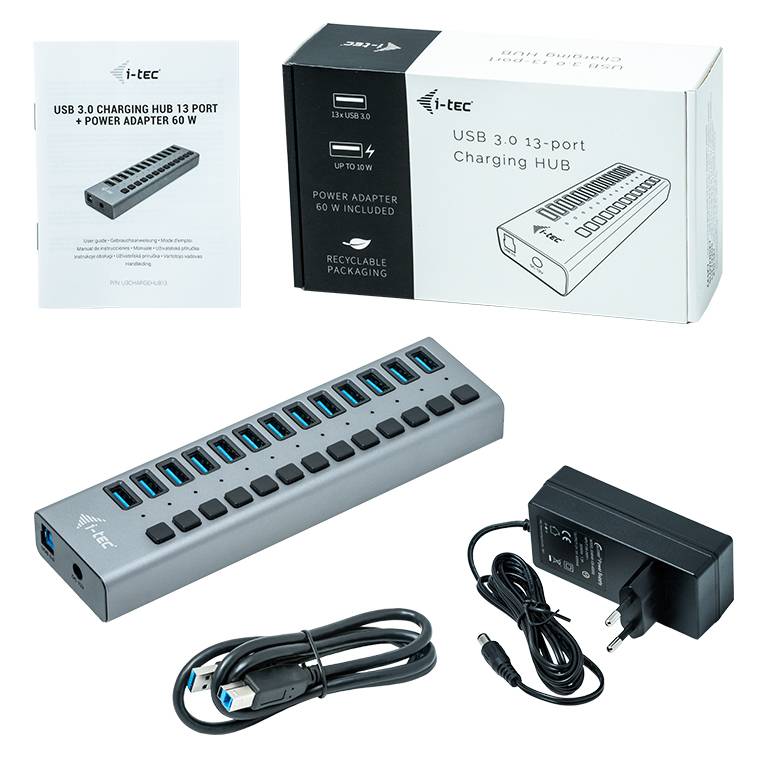 Rca Informatique - image du produit : I-TEC USB 3.0 HUB 13 PORT 60 W I-TEC USB 3.0 HUB 13 PORT 60 W