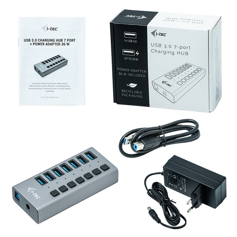 Rca Informatique - image du produit : I-TEC USB 3.0 HUB 7 PORT 36 W I-TEC USB 3.0 HUB 7 PORT 36 W