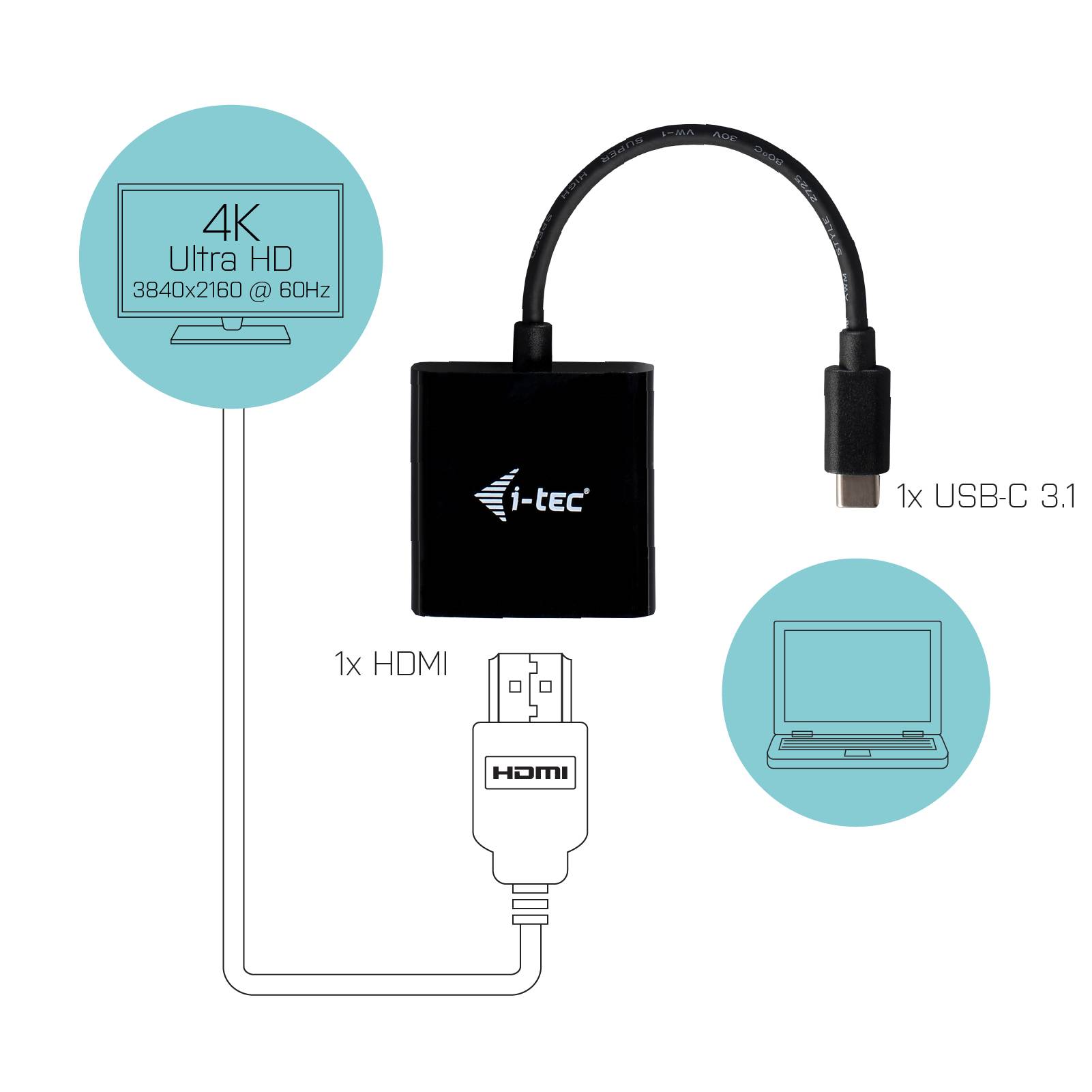 Rca Informatique - image du produit : I-TEC USB-C HDMI ADAPTER 4K/60 I-TEC USB-C HDMI ADAPTER 4K/60