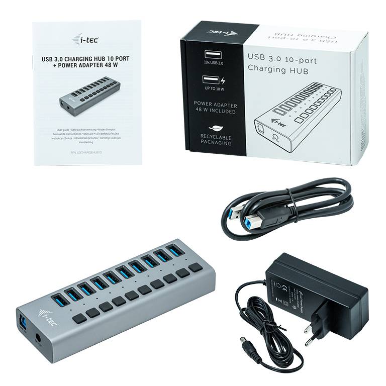 Rca Informatique - image du produit : I-TEC USB 3.0 HUB 10 PORT 48 W I-TEC USB 3.0 HUB 10 PORT 48 W