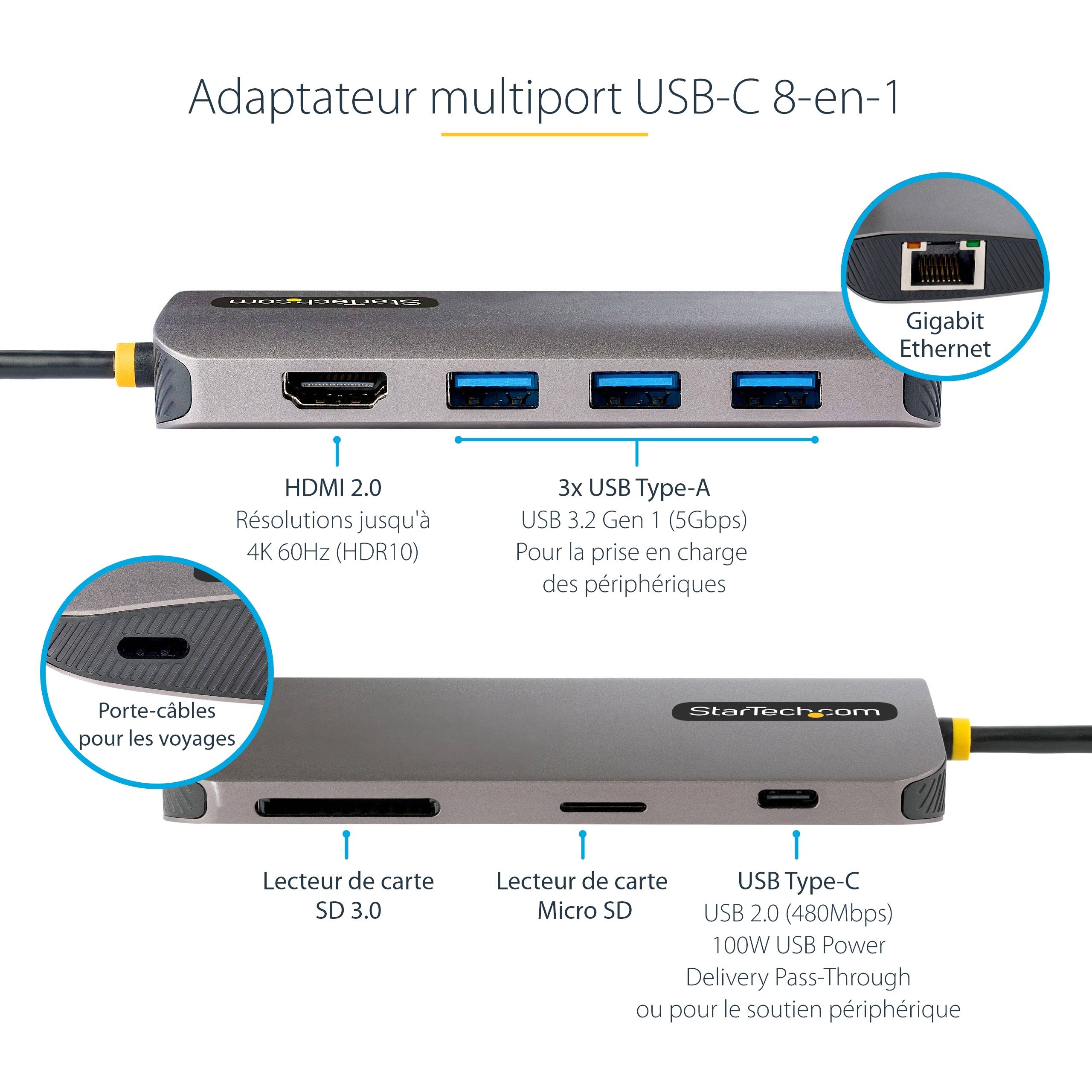 Rca Informatique - image du produit : USB C MULTIPORT ADAPTER 4K 60HZ HDMI VIDEO/5GBPS USB HUB/100W PD